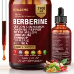 14-in-1 Berberine with Ceylon Cinnamon Supplement Liquid Drops 1900mg Herbal Blend with Turmeric Black Pepper Gymnema (New)