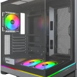 MONTECH Sky 3 Panoramic ATX PC Case Back-Connect Ready 3 ARGB Fans Black 445mm GPU Support 360mm Radiator Support H (New)