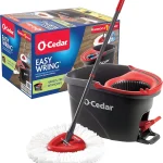 O-Cedar EasyWring Microfiber Spin Mop Bucket Floor Cleaning System Red Gray Standard (New)