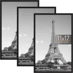 upsimples 11x17 Poster Frame Easy Slide-In Assembly Black 3 Pack Gallery Wall 11 x 17 Picture Frames Set for Family (New)