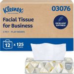 Kleenex Professional Facial Tissue Bulk 12 Boxes x 125 Tissues 03076 Flat Tissue Boxes 2-Ply Soft &amp Strong Conven (New)