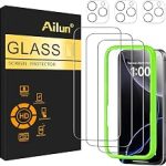 Ailun Screen Protector + Camera Lens Protector for iPhone 16 Pro 3+3 Pack 6.3 inch Tempered Glass Film Installation F (New)