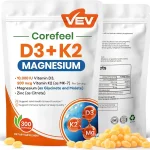 VEV Corefeel Vitamin D3 K2 10000 IU Magnesium Supplement 300 Softgels Vitamin K2 as MK-7 Coconut Oil Magnesium Glyci (New)