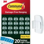 Command Outdoor Light Clips Clear 20 Clips 24 Weather Resistant Strips Damage-Free Hanging Light Clips with Adhesive (New)