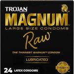 TROJAN Magnum Raw Large Size Thin Condoms 24 Count Magnum Condoms Large Size Premium Latex Electronically Tested Con (New)