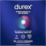 Durex Performax Intense Condoms for Men Ribbed Latex Condoms 24 Count Lubricated to Help Prevent Breakage Electronica (New)