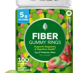 OLLY Fiber Gummy Rings Digestive Health Supplement Berry Melon - 100 Count Gut Health Support 5g of Prebiotic Fiber F (New)