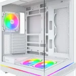 MONTECH Sky 3 Panoramic ATX PC Case Back-Connect Ready 3 ARGB Fans White 445mm GPU Support 360mm Radiator Support H (New)