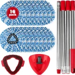 Spin Mop Head Replacement Set for O-Ceda RinseClean 2-Tank System Spin Mops 16 Microfiber Spin Mops Refills1 Scrubber H (New)