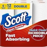 Scott Paper Towels Choose-A-Sheet 6 Double Rolls 108 Sheets Per Roll Absorbent Deep-Cleaning Ridges Virtually Lint- (New)