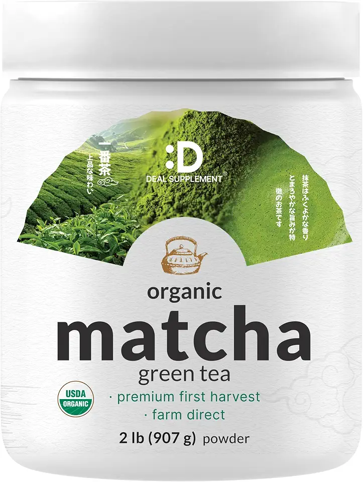 81HI-i8FCdL._AC_UL960_FMwebp_QL65_ Organic Matcha Green Tea Powder 2 lb 907g First Harvest Culinary Grade Japanese Sourced Cafe Mix Zero Sugar Ket (New) - Image 1