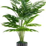 Der Rose 28&quot Fake Plants Monstera Plant in Black Gold Pot for Home Decor Artificial plants indoor add refined tropical (New)