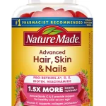 Nature Made Advanced Hair Skin and Nails Gummies 80 Gummies Dietary Supplement with Biotin Pro Retinol A Niacinamide (New)