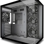 MUSETEX Y6 PC Case Pre-Installed 4 Non-LED Fans ATX Mid Tower Case Computer Case with Type-C 270Â° Full View Tempered G (New)