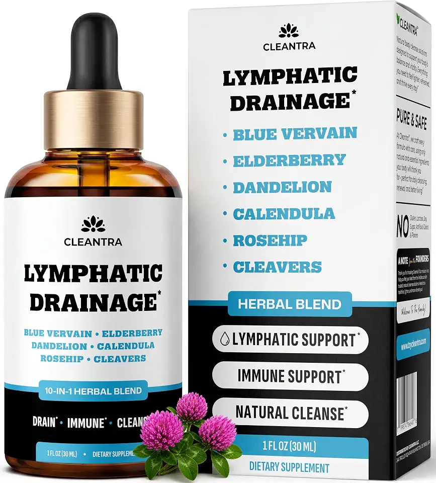 81JnPxb2m5L._AC_UL960_FMwebp_QL65_ Lymphatic Drainage Support Drops - 10-in-1 Herbal Supplement Blend Complex with Burdock Dandelion Elderberry - 1 fl oz (New) - Image 1