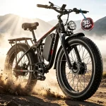 PUJH Electric Bike4000W Dual Motor Up to 110Mi 52V 24&quot Ebike for Adult Fat Tires25Ah 1300Wh BatteryFull Suspension H (New)