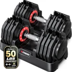 Rendpas Adjustable Dumbbell Set for Home Gym Strength Training 25/50/55/80LB Pair Quick Adjust Dumbbells w/Non-Slip Knu (New)