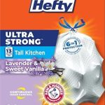 Hefty Ultra Strong 13 Gal Kitchen Trash Bags White Lavender Vanilla 80ct 13G Tall White Trash Bags with Drawstrings f (New)