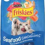 Friskies Purina Seafood Sensations Dry Cat Food 22 lb Bag Crunchy cat kibble with salmon tuna and shrimp flavors with (New)