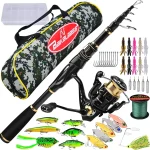 Sponsored Ad - Fishing Rod and Reel Combo - Carbon Fiber Telescopic Fishing Pole with 2000 Spinning Reel Combos - Sea Salt (New)