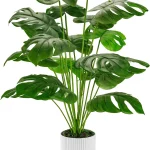 Der Rose 28&quot Fake Plants Artificial Monstera Plants Indoor in White Pot Faux outdoor plants add bright clean tropical (New)