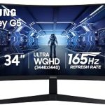 Samsung 34' Odyssey G5 Ultra-Wide Gaming Monitor with 1000R Curved Screen 165Hz 1ms FreeSync Premium Large Display E (New)