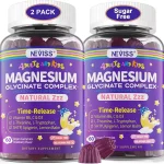 NEVISS Magnesium Glycinate Gummies for Adults &amp Kids 4 Sugar Free Magnesium Bisglycinate Supplement 400/200mg with B6D3 (New)