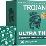Trojan Ultra Thin Latex Condoms for Men 36 Count Lubricated More Natural Feeling Condoms Premium Latex Help Reduce R (New)