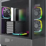 MONTECH Sky Two Panoramic ATX Mid-Tower PC Case 4 ARGB Fans Black 400mm GPU Support 360mm Radiator Support Tempered (New)
