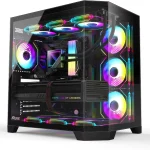 RUIX OV303 ATX Mid-Tower PC Case Pre-Installed 4 x 120mm Prism ARGB PWM Fans USB 30 &amp Type-C Ports High-Airflow Gaming (New)