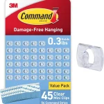 Command Clear Indoor Mini Light Clips Value Pack 45 Clips 54 Strips Damage-Free String Light Hangers for Home Room Wa (New)