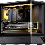 JONSBO D200 Black Micto ATX PC CaseDigital Screen One-Piece Curved Glass Desktop Design 270Â° Ultra-Wide ViewATX Power s (New)