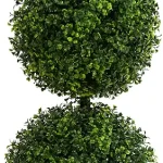 Nearly Natural 36 in Artificial Triple Ball Boxwood Topiary Tree with Pot For Indoor or Outdoor Use Realistic Faux Gree (New)