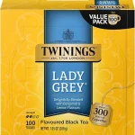 Twinings Lady Grey Black Tea Individually Wrapped Bags 100 Count Pack of 1 Orange Peel &amp Lemon Peel Fresh and Uplifti (New)