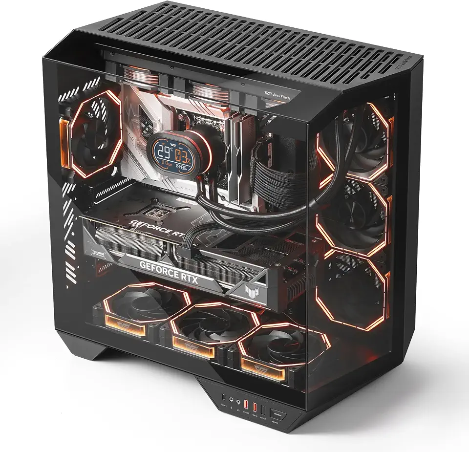 81VqWALocBL._AC_UL960_FMwebp_QL65_ darkFlash DY470 Full-Tower ATX Gaming PC Case with 4 PWM ARGB Fans Black Back Plug-in Motherboard Vertical GPU Mountin (New) - Image 1
