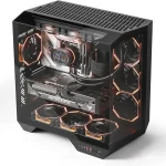 darkFlash DY470 Full-Tower ATX Gaming PC Case with 1 PWM ARGB Fans Black Back Plug-in Motherboard Vertical GPU Mountin (New)