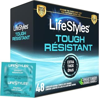 81WPJaKJSKL._AC_UL320_ Lifestyles Tough Natural Rubber and Lubricated Latex Condoms Value Pack 48 Count (New) - Image 1