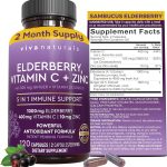 Viva Naturals Elderberry with Vitamin C and Zinc for Adults - 5 in 1 Sambucus Black Elderberry Capsules with Vitamin D3 50 (New)