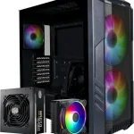 Cooler Master HAF 500 Pro Bundle   PC Case PSU CPU Cooler High Airflow ATX Mid-Tower PC Case with Dual 200mm ARGB Fan (New)
