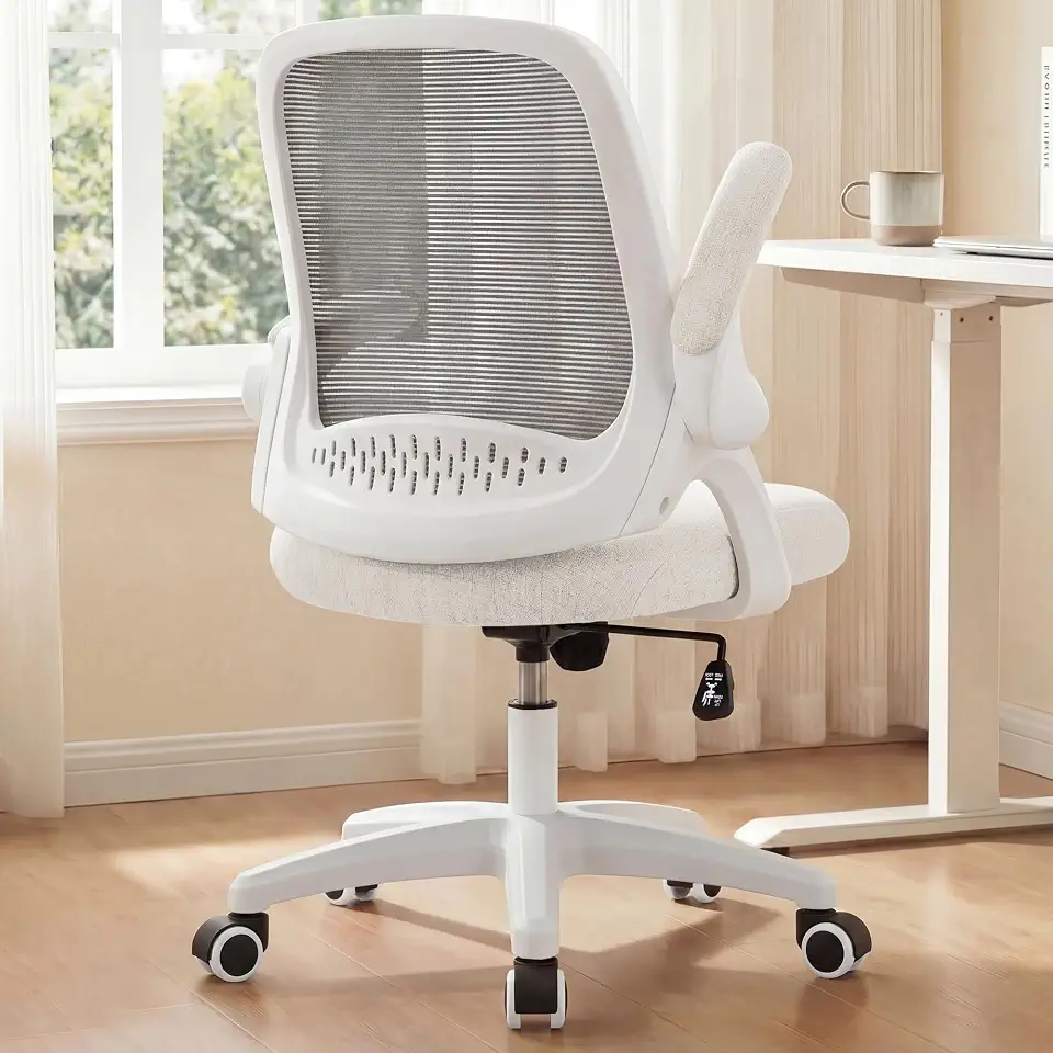 81aGr8HsLKL._AC_UL960_FMwebp_QL65_ NEO CHAIR Office Desk Chair Ergonomic Mesh with Flip-Up Armrests Ivory Lumbar Support Height Adjustment 360° Swivel (New) - Image 1