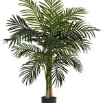 Nearly Natural 4 ft Artificial Golden Cane Palm Tree with Nursery Pot Double-Stalk Lush Realistic Foliage Indoor Faux (New)