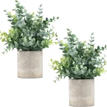 Coferset 2 Pack Small Fake Plants Eucalyptus PottedSage Green Small Space Artificial Plants for Bathroom Shelf Office D (New)