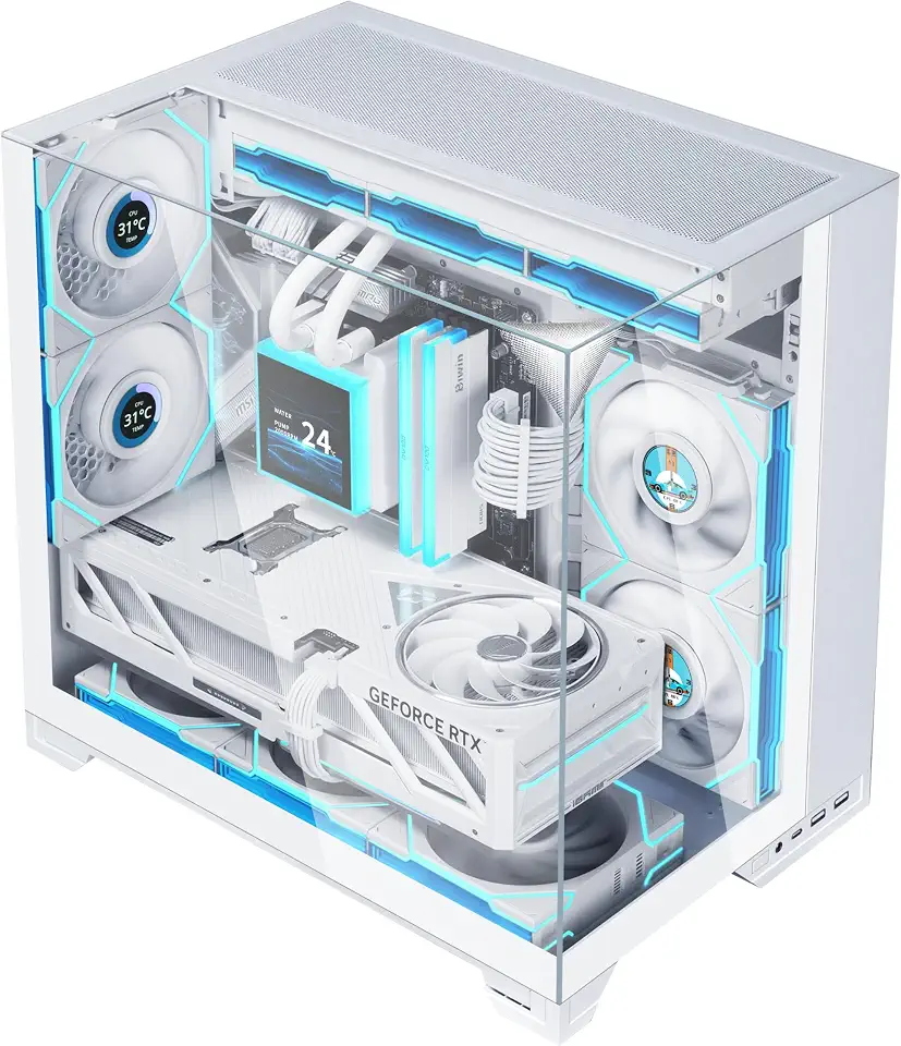 81cKb140dHL._AC_UL960_FMwebp_QL65_ Lian Li O11 Vision-M mATX PC Case 1 x 140mm Fan High-Airflow White Three-sided glass case for M-ATX/Mini-ITX builds w (New) - Image 1