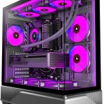ANSAITE PC CASE 6 PWM ARGB Fans Pre-Installed Mid-Tower Gaming PC Case Panoramic Tempered Glass Computer Case with Type- (New)