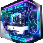 MUSETEX ATX PC Case6 PWM ARGB Fans Pre-Installed360MM RAD SupportType-C Gaming PC Case270Â° Full View Tempered Glass Mi (New)