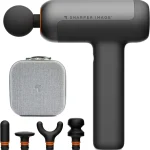 Sharper Image Powerboost Pulse Deep Tissue Percussion Massage Gun Handheld Shoulder &amp Back Massager Quiet Travel Case (New)