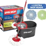 Simpli-Magic 79349 Spin Mop Cleaning System with 3 Microfiber Mop Heads Red/Black (New)
