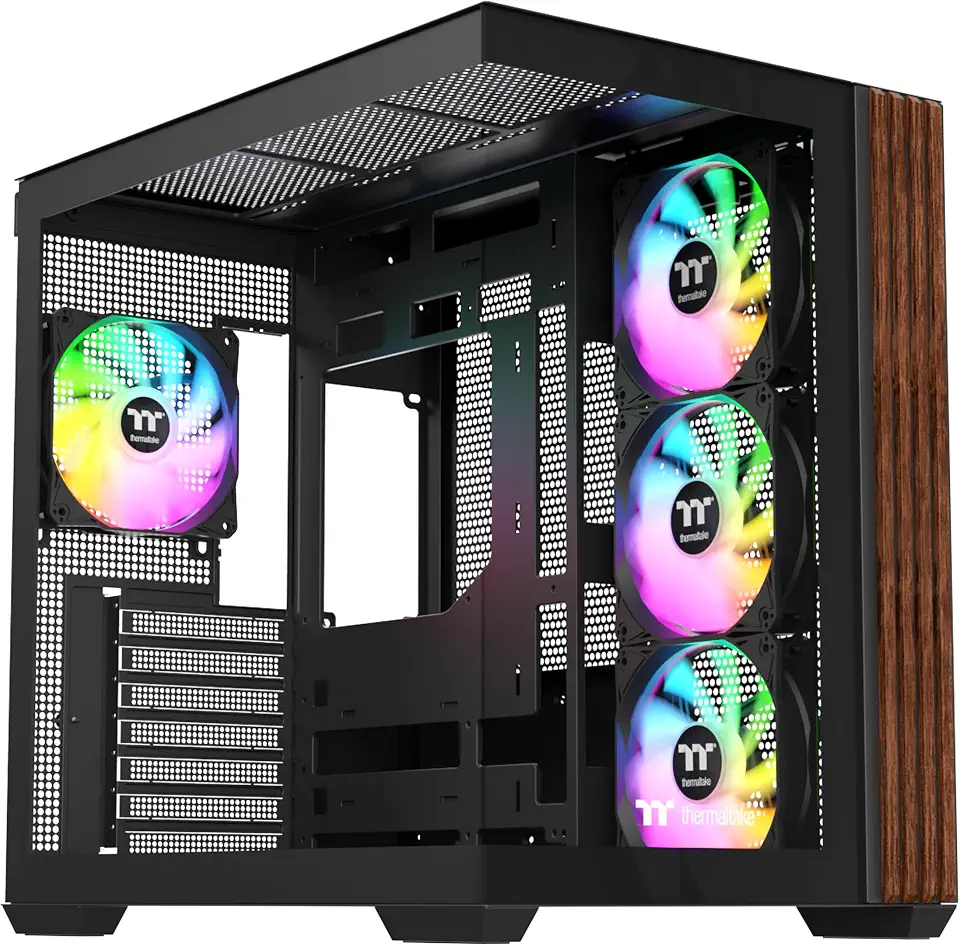81fia8CyPuL._AC_UL960_FMwebp_QL65_ Thermaltake View 380 WS ARGB Mid Tower Chassis Side Wood Trim 4x120mm ARGB Lite Fans Included 415mm GPU Clearance Dua (New) - Image 1