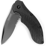 Kershaw Clash Pocket Knife Black 31 Inch Steel Drop Point Partially Serrated Blade Assisted Opening Reversible Clip (New)