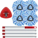 O-Cedar Spin Mop Head Base Handle Replacement for RinseClean 2 Tank System 4 Microfiber Mop Refills 1 Base and 30-58in (New)